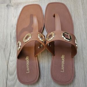 Larroude Women's Caramel Brown Jelly Sandals Size 6/7
